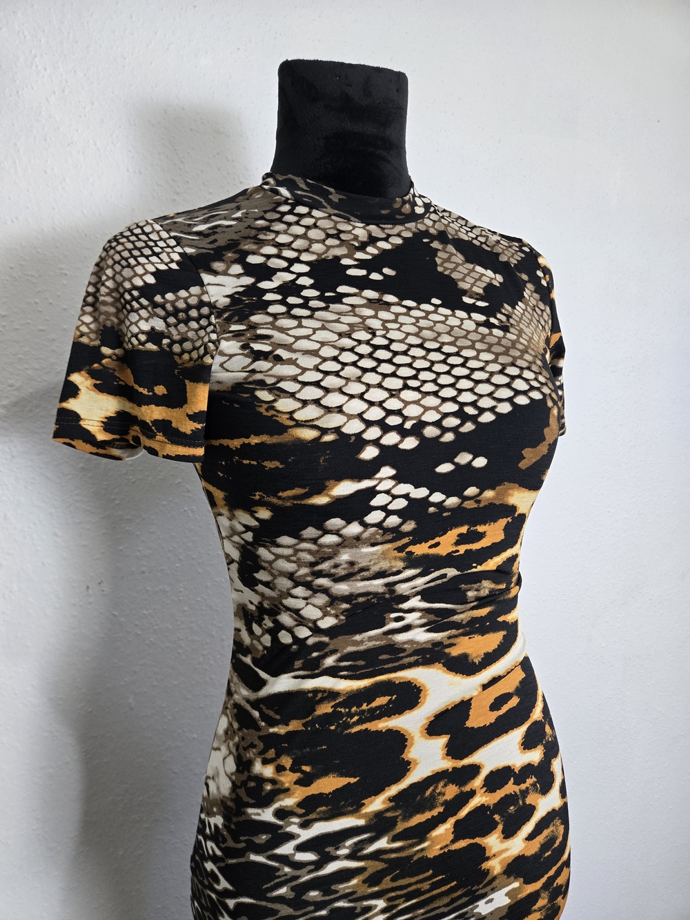 Reptile-Inspired Leopard & Snake Print Maxi Dress in Black and Brown - Picture 2 of 6